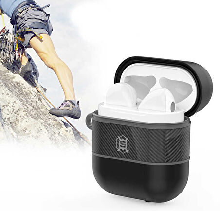 Apple Airpods Uyumlu Kılıf Sert Silikon Su Geçirmez Ultra Koruma Kancalı Airbag 16 Kılıf