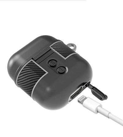 Apple Airpods Uyumlu Kılıf Sert Silikon Su Geçirmez Ultra Koruma Kancalı Airbag 16 Kılıf