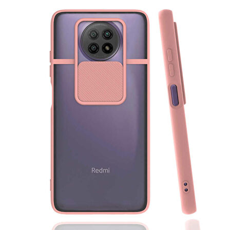 Xiaomi Redmi Note 9 5G Uyumlu Kılıf Lensi Kapak Pembe Açık