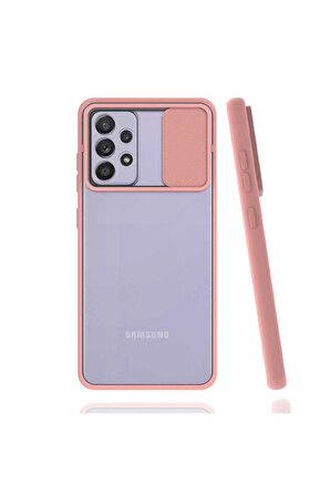 Samsung Galaxy A52 Uyumlu Kılıf Lensi Kapak Pembe Açık