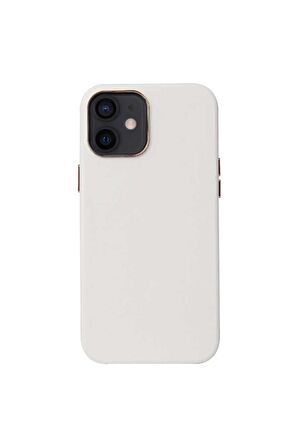 Apple iPhone 12 Uyumlu Kılıf Leathersafe Wireless Kapak Beyaz