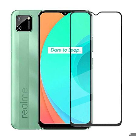 Realme C15 Uyumlu Kenarları Kırılmaya Dayanıklı Cam Ekran Koruyucu