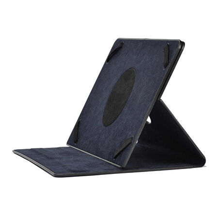 Unik Universal 7 İnç Uyumlu Tablet Kılıfı Dönebilen Standlı PU Suni Deri Kılıf Lacivert