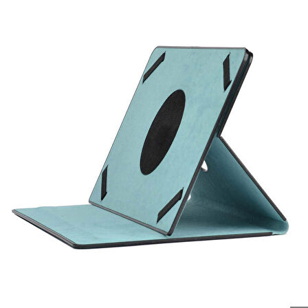 Unik Universal 7 İnç Uyumlu Tablet Kılıfı Dönebilen Standlı PU Suni Deri Kılıf Turkuaz