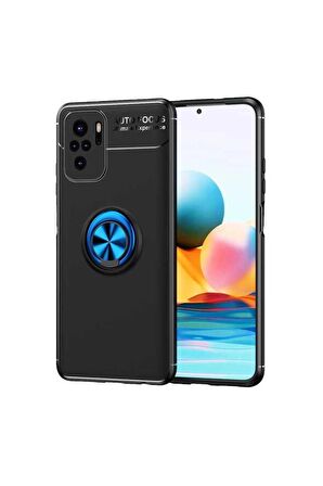 Xiaomi Redmi Note 10 Uyumlu Kılıf Ravel Silikon Kapak Siyah-Mavi