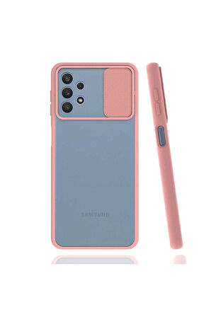 Samsung Galaxy A32 4G Uyumlu Kılıf Lensi Kapak Pembe Açık