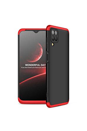 Samsung Galaxy M12 Uyumlu Kılıf Ays Kapak Siyah-Kırmızı