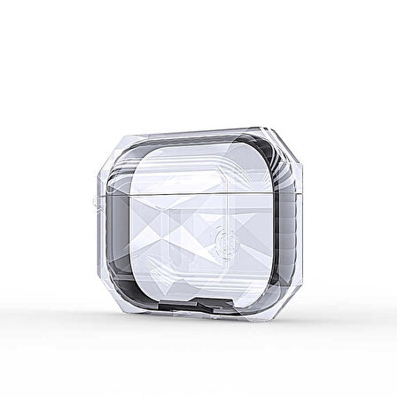 Apple Airpods Pro Uyumlu Kılıf Şeffaf Renkli Şeritli Geometrik Tasarım Silikon Airbag 22 Kılıf Siyah