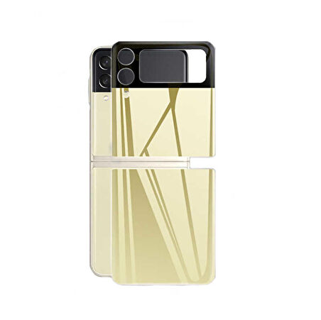 Samsung Galaxy Z Flip 3 Uyumlu 3D Standart 2 in 1 Arka Koruyucu Gold