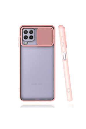 Samsung Galaxy A22 4G Uyumlu Kılıf Lensi Kapak Pembe Açık