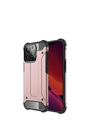 Apple iPhone 13 Pro Max Uyumlu Kılıf Crash Silikon Kapak Rose Gold