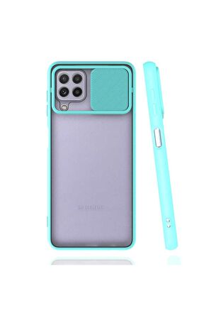 Samsung Galaxy M32 Uyumlu Kılıf Lensi Kapak Turkuaz