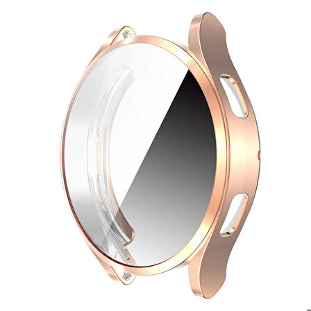 Samsung Galaxy Watch 4 40 Mm Uyumlu Kasa Koruyucu Silikon Darbe Emici Silikon Ekran Koruyucu Gard 02 Rose Gold