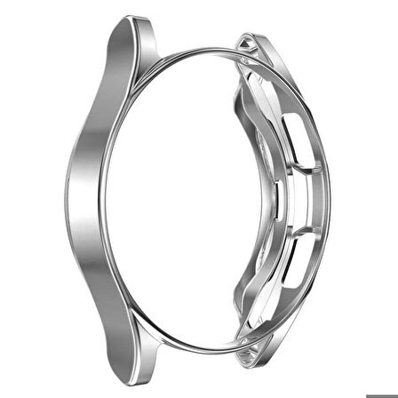 Samsung Galaxy Watch 4 Classic 42 Mm Uyumlu Kasa Koruyucu Silikon Darbe Emici Ekran Koruyucu Gard 02 Gümüş