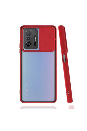 Xiaomi Mi 11T Pro 5G Uyumlu Kılıf Lensi Kapak Kırmızı