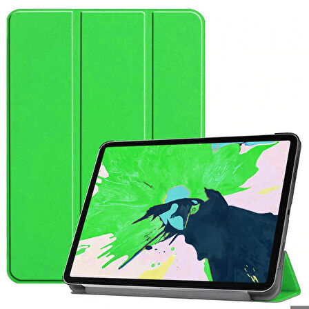 Apple iPad Pro 12.9 2021 (5.Nesil) Uyumlu Tablet Kılıfı Smart Cover Standlı Kılıf Yeşil