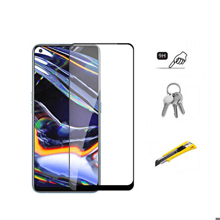 Realme 7 Uyumlu Kenarları Kırılmaya Dayanıklı Cam Ekran Koruyucu