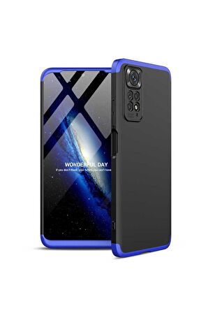 Xiaomi Redmi Note 11 Global Uyumlu Kılıf Ays Kapak Siyah-Mavi
