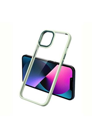 Apple iPhone 12 Uyumlu Kılıf Krom Kapak Açık Yeşil