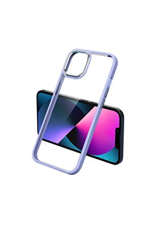 Apple iPhone 13 Uyumlu Kılıf Krom Kapak Lila