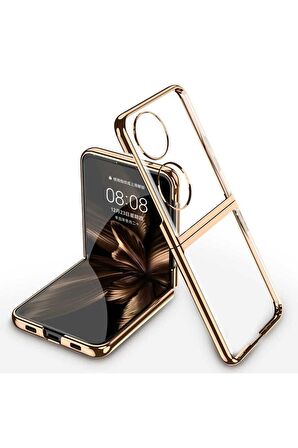 Huawei P50 Pocket Uyumlu Kılıf Kıpta Kapak Gold