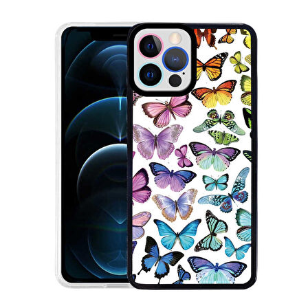 Apple iPhone 12 Pro Max Uyumlu Kılıf M-Fit Desenli Kapak Butterfly No3