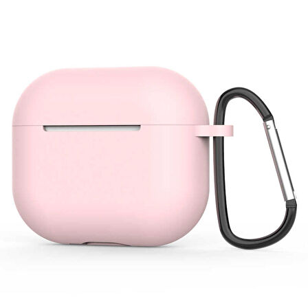 Apple Airpods 3. Nesil Uyumlu Kılıf Silikon Yumuşak Soft Yüzey Askı Aparatlı Standart Silikon Kılıf Pembe