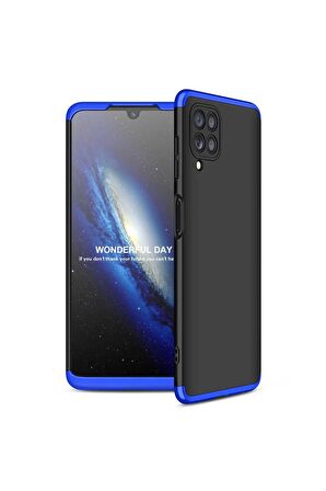 Samsung Galaxy M22 Uyumlu Kılıf Ays Kapak Siyah-Mavi