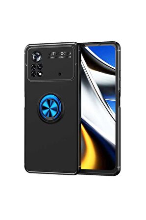 Xiaomi Poco X4 Pro 5G Uyumlu Kılıf Ravel Silikon Kapak Siyah-Mavi