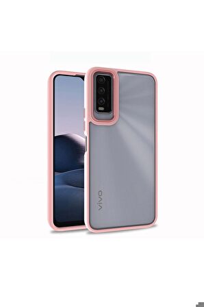 Vivo Y20 Uyumlu Kılıf Flora Kapak Rose Gold