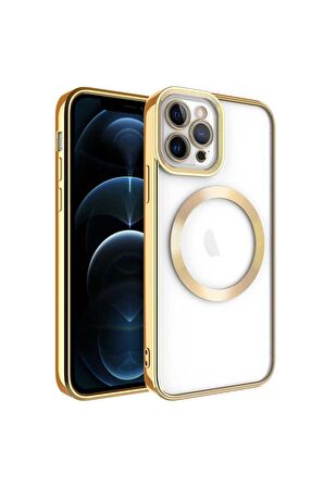 Apple iPhone 11 Pro Uyumlu Kılıf Magsafe Wireless Şarj Özellikli Setro Silikon Gold