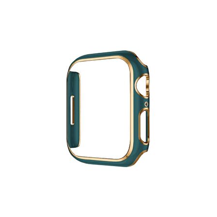 Apple Watch 38 Mm Uyumlu Kasa Koruyucu Renkli Şerit Tasarımlı Sert PC 360 Koruyucu Gard 06  Yeşil