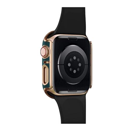 Apple Watch 38 Mm Uyumlu Kasa Koruyucu Renkli Şerit Tasarımlı Sert PC 360 Koruyucu Gard 06  Yeşil