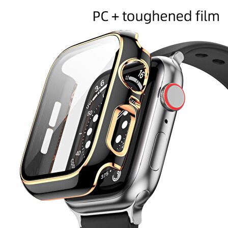 Apple Watch 38 Mm Uyumlu Kasa Koruyucu Renkli Şerit Tasarımlı Sert PC 360 Koruyucu Gard 06  Beyaz