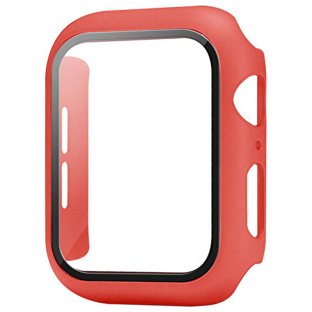 Apple Watch 40 Mm Uyumlu Kasa Ve Ekran Koruyucu Sert Silikon Renkli 360 Sert Pc Gard 07 Kırmızı