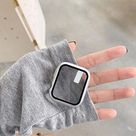 Apple Watch 40 Mm Uyumlu Kasa Ve Ekran Koruyucu Sert Silikon Renkli 360 Sert Pc Gard 07 Gümüş