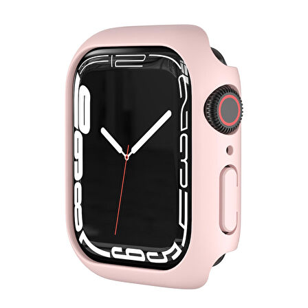 Apple Watch 44 Mm Uyumlu Kasa Ve Ekran Koruyucu Sert Silikon Renkli 360 Sert Pc Gard 07 Pembe