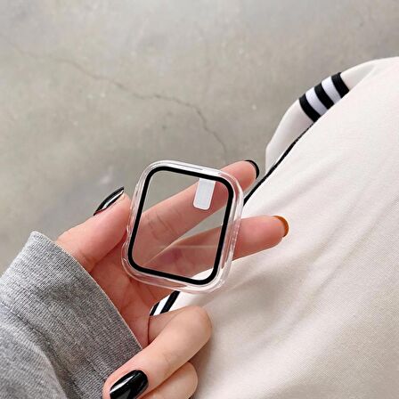 Apple Watch 44 Mm Uyumlu Kasa Ve Ekran Koruyucu Sert Silikon Renkli 360 Sert Pc Gard 07 Renksiz