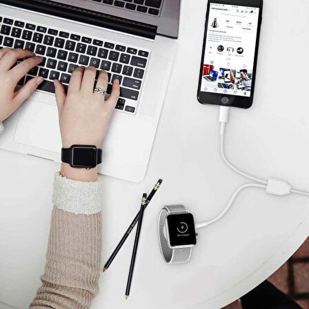 Akıllı Saat Wireless To Lightning Type-C Şarj Kablosu 1.2m