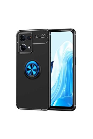 Oppo Reno 7 4G Uyumlu Kılıf Ravel Silikon Kapak Siyah-Mavi