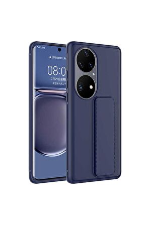 Huawei P50 Pro Uyumlu Kılıf Qstand Kapak Lacivert
