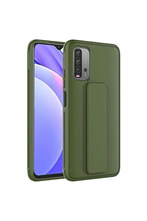 Xiaomi Redmi 9T Uyumlu Kılıf Qstand Kapak Koyu Yeşil