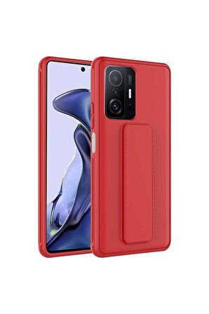 Xiaomi Mi 11T Pro 5G Uyumlu Kılıf Qstand Kapak Kırmızı