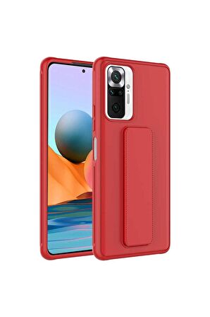 Xiaomi Redmi Note 10 Pro Uyumlu Kılıf Qstand Kapak Kırmızı