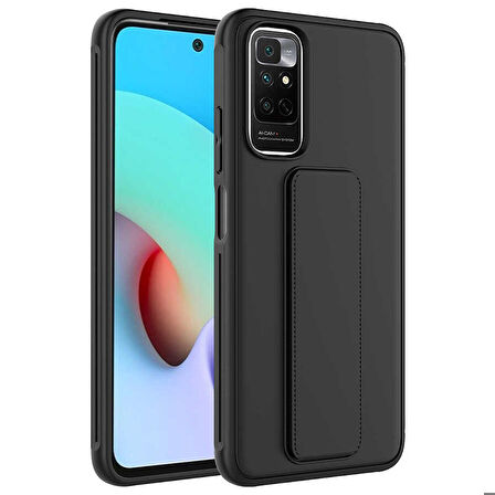 Xiaomi Redmi Note 11 Global Uyumlu Kılıf Qstand Kapak Siyah