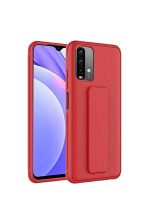 Xiaomi Redmi Note 10S Uyumlu Kılıf Qstand Kapak Kırmızı