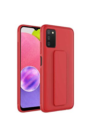 Samsung Galaxy A03S Uyumlu Kılıf Qstand Kapak Kırmızı