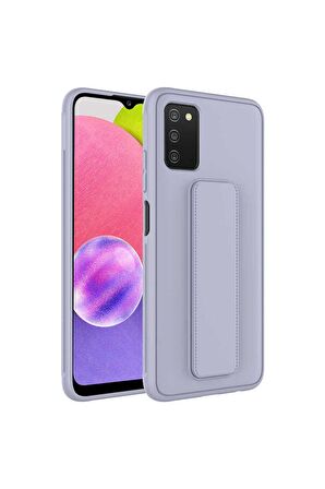 Samsung Galaxy A03S Uyumlu Kılıf Qstand Kapak Gri