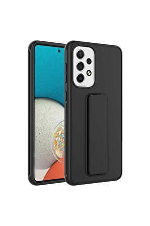 Samsung Galaxy A72 Uyumlu Kılıf Qstand Kapak Siyah
