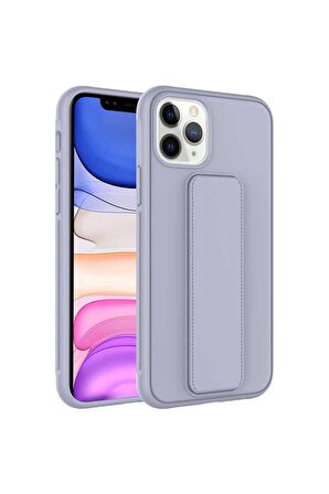 Apple iPhone 11 Pro Max Uyumlu Kılıf Qstand Kapak Gri